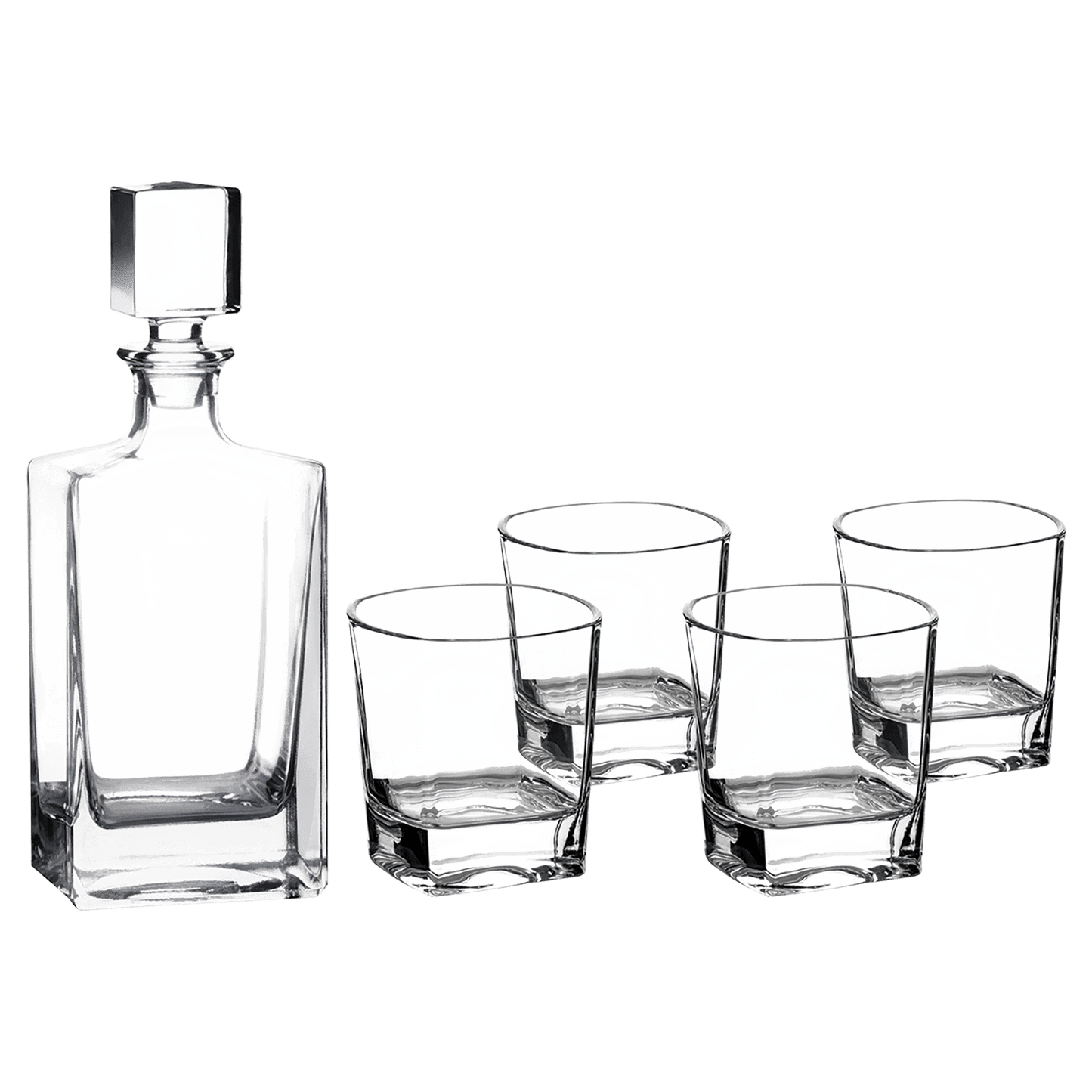 Custom Engraved Decanter Set w/ 4 Glasses and Gift Box